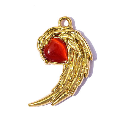 304 подвески из нержавеющей стали, с кошачий глаз, крылатые прелести, зеркальная полировка, ионное покрытие (ip), реальный 18 k позолоченный