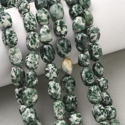 Natural Green Spot Jasper Beads Strands, Tumbled Stone, Nuggets