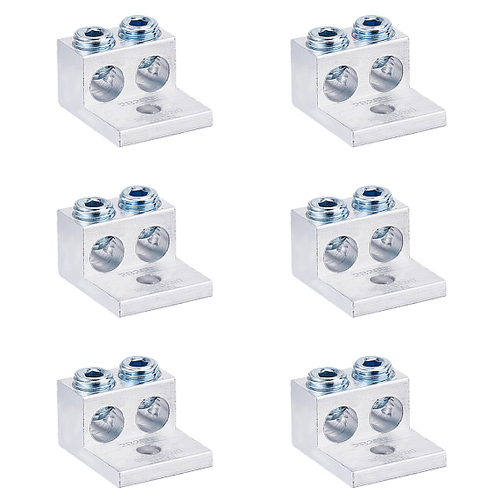 6Pcs Dual 2-hole Aluminum Wire Lug