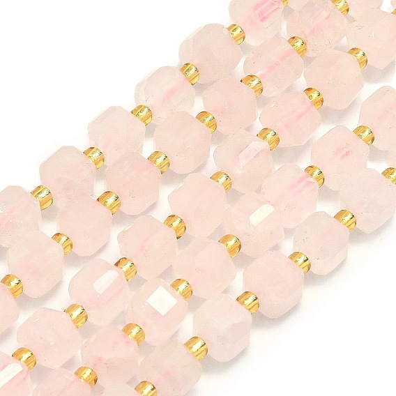 Естественно Розовый кварц бисером прядь, граненые, кубические