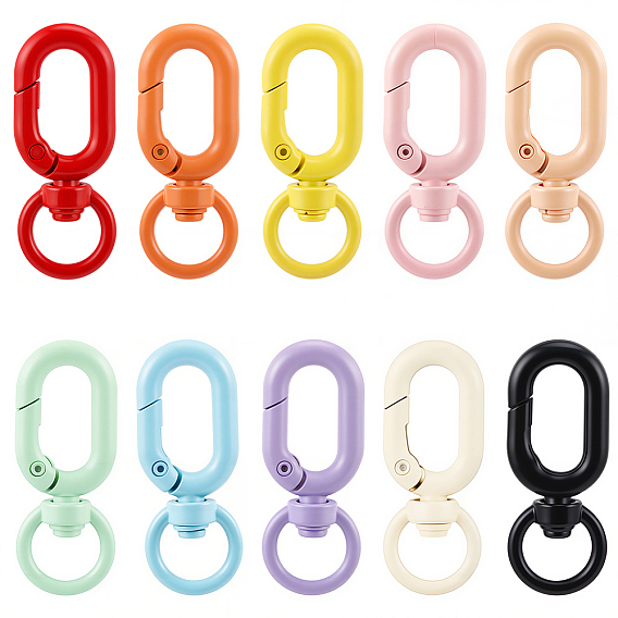 20 шт. 10 цвета запекаемая краска сплав поворотные застежки, с пружинными кольцами ворот, овальные