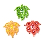 3pcs 3 Clors Glass Seed Beaded Leaf Pendants, with Electroplate Glass Beads