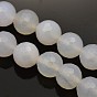 Faceted Round Natural Gray Agate Beads Strands