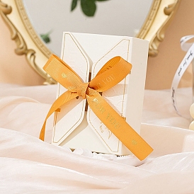 Folding Cardboard Candy Boxes, Wedding Gift Wrapping Box, with Ribbon, Rectangle