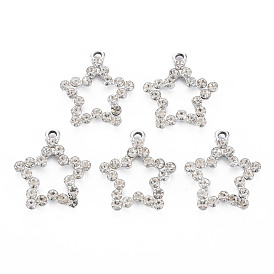 Alloy Pendants, with Crystal Rhinestone, Cadmium Free & Nickel Free & Lead Free, Star Charms