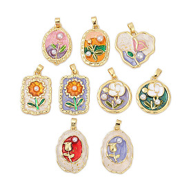 Латунь эмаль подвески, с имитацией жемчуга, стойки покрытие, прочное покрытие, без кадмия и без свинца