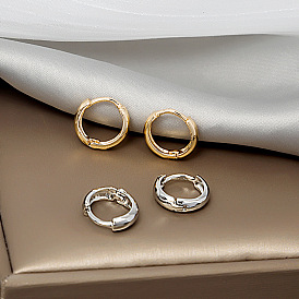 Minimalist Cold Wind Gold Ear Clip Small Circle Earrings - Elegant Circle Ear Cuff for Women