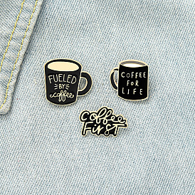 Cartoon Alphabet Coffee Cup Brooch Pin - Personalized Enamel Badge Accessory