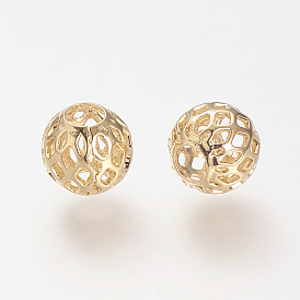Brass Hollow Beads, Round, Nickel Free