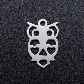 201 Stainless Steel Hollow Charms, Owl