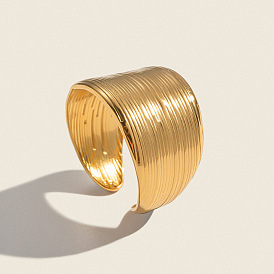 304 Stainless Steel Cuff Open Rings for Women, Stripe