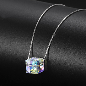 Minimalist Aurora Crystal Pendant Short Necklace for Women
