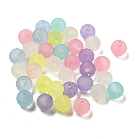 Opaque Acrylic Beads, Rubberized, Round