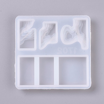 Moules en silicone, moules de résine, pour la résine UV, fabrication de bijoux en résine époxy, île de mer & carré & rectangle