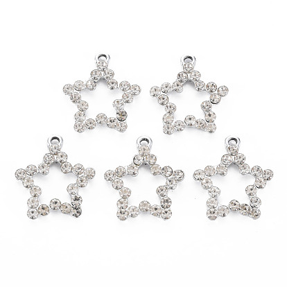 Alloy Pendants, with Crystal Rhinestone, Cadmium Free & Nickel Free & Lead Free, Star Charms