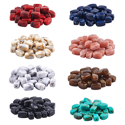 240Pcs 8 Colors Acrylic Beads, Imitation Gemstone Style, Cuboid