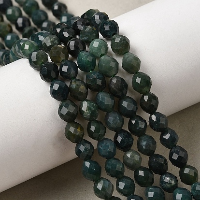 Природные моховой агат бисер нитей, граненые, рис