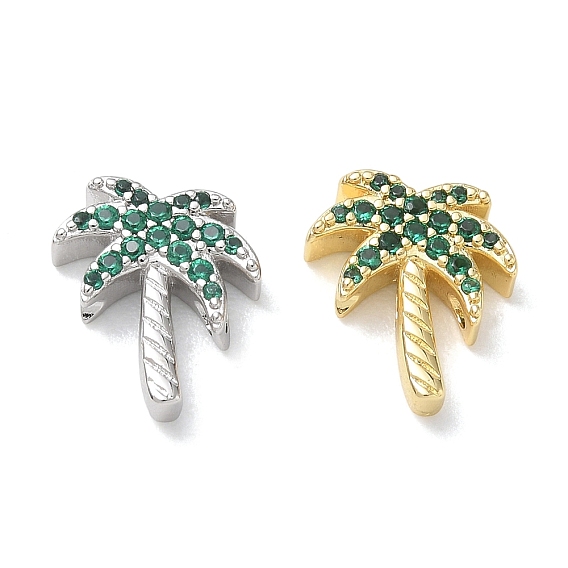 Brass with Emerald Rhinestone Beads, Coconut Tree