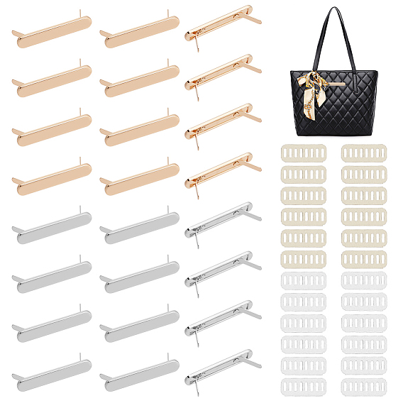 24 наборы 2 цвета цинковый сплав сумки декоративные застежки, штамповка пустых тегов, с железной прокладкой, овальные