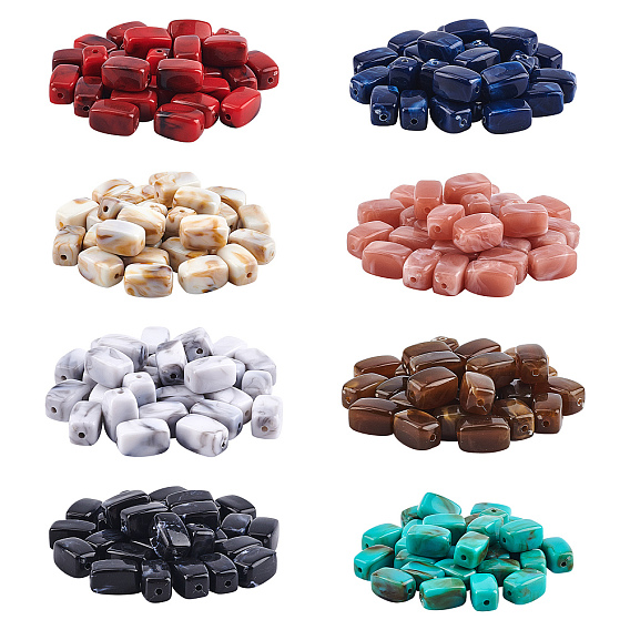 240 шт 8 цвета акриловые бусины, Стиль имитация драгоценных камней, кубоид