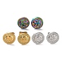 Ion Plating(IP) 304 Stainless Steel Flat Round Button Ear Studs for Women