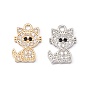 Латунные микро проложить кубического циркония подвески, долговечный, без кадмия и без свинца, прозрачные, кошка