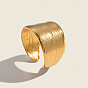 304 Stainless Steel Cuff Open Rings for Women, Stripe