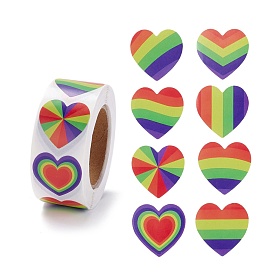 Autocollants d'étiquettes cadeaux en papier coloré, avec des étiquettes adhésives arc-en-ciel en rouleau d'autocollants, pour la fête, cadeaux décoratifs