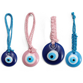 Plastic Turkey Evil Eye Pendants Decorations, Braided Thread for Home Car Hanging Ornaments
