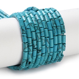 Окрашенные синтетические бирюзовые бусы нити, колонка