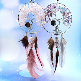 Tree of Life Wrapping Silk Love Gravel Crystal Jade Home Decoration Size Peach Heart Dreamcatcher Hanging Curtain Pendant