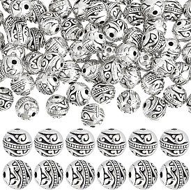 100 бусины из сплава в тибетском стиле, без кадмия и без свинца, круглые