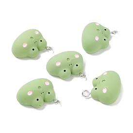 Resin Pendants, with Iron Accessories, Frog
