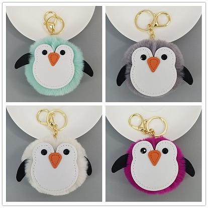Cute Penguin Fur Ball Keychain Pendant Cartoon Penguin Keyring Bag Charm