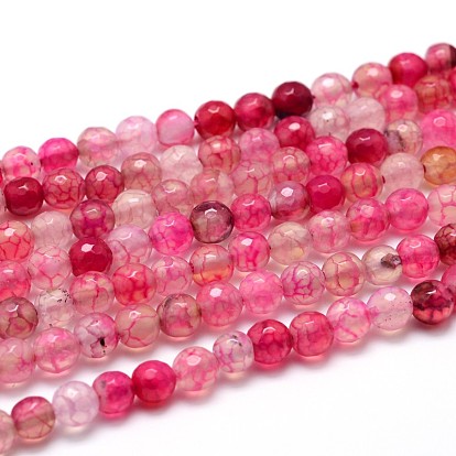 Dyed Natural Agate Faceted Round Beads Strands, 6mm, Hole: 1mm, 14.5 inch , about 63pcs/strand, 14.5 inch