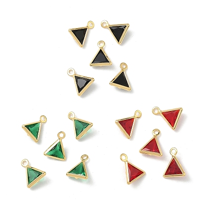 Латунь стекло амулеты, треугольник прелести, без никеля , граненые, реальный 18 k позолоченный