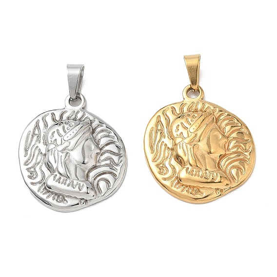 304 Stainless Steel Pendants, with 201  Stainless Steel Ice Pick Pinch Bails, Irregular Shape with Abstract Painting Charms