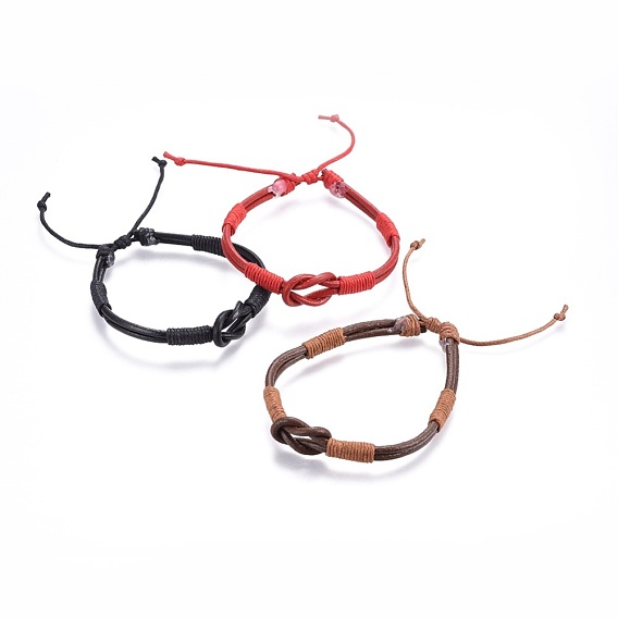 Cowhide Leather Cords Bracelets, with Cotton Cord