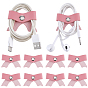 12Pcs PU Leather Cable Keepers, Cord Organizer Strap, for Wire Management, with Aloy Snap Button, Bowknot