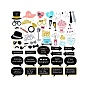 52Pcs Bride and Groom Paper Photo Booth Props Kit, Hat Cake Gift Box for Wedding Party Home Decoration Holders