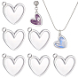 12Pcs 304 Stainless Steel Pendants, Heart Charm