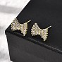 Серьги-гвоздики с бантом из латуни с прозрачным кубическим цирконием, без кадмия и без свинца, долговечный, стойки покрытие