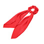 Silk Satin Solid Color Hair Scrunchies with Long Tails and Printed Ribbon for Women