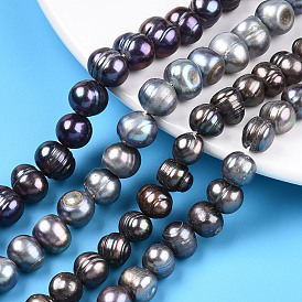Brins de perles de culture d'eau douce naturelles, teint, ronde