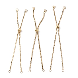 3 шт. 3 стили 304 изготовление браслетов-слайдеров из нержавеющей стали с цепочкой из венецианского шнура и цепочки-ролика, с прыжковых колец