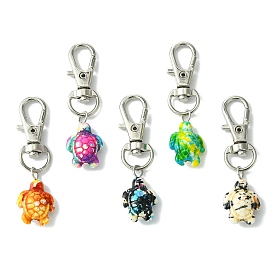 Подвеска из синтетической бирюзы с морской черепахой, Поворотные застежки-лобстеры из сплава, подвески для украшений сумок