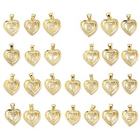 Стойка металлическая латунная микропрофилированная кубическая циркония подвески, долговечный, без свинца и без кадмия, реальный 18 k позолоченный, сердце с подвесками в виде букв