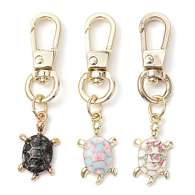 3Pcs 3 Colors Tortoise Alloy Enamel Pendant Decoration, with Swivel Clasps