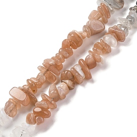 Natural Orange Moonstone & Labradorite & Rainbow Moonstone Beads Strands, Chip