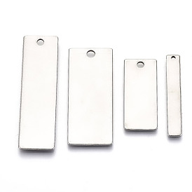 201 Stainless Steel Pendants, Stamping Blank Tag, Rectangle